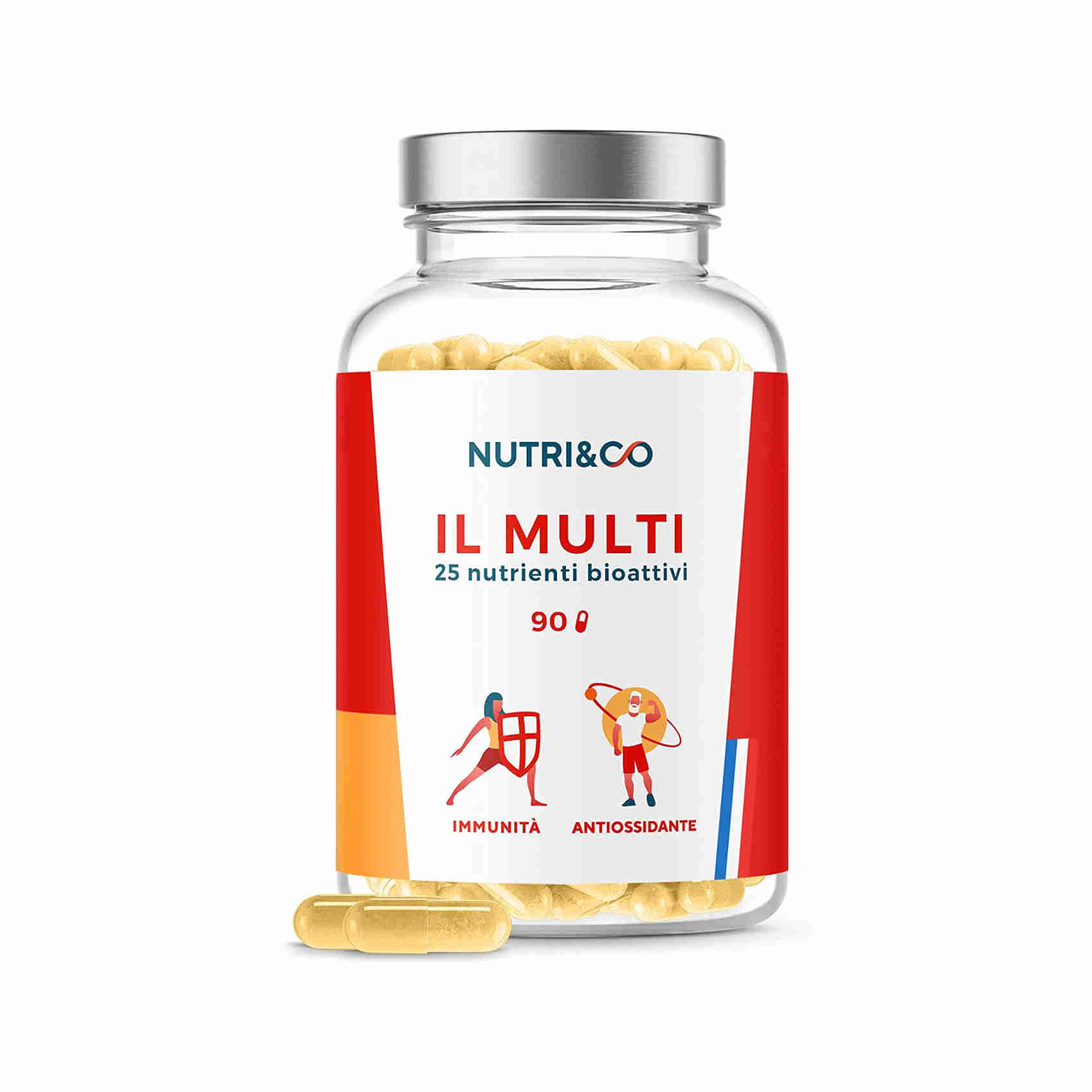 Nutri & Co Multivitaminico Multiminerale - 25 Vitamine E Minerali Con Vitamina A B C D3 E K2, Zinco, Magnesio, Coenzima Q10 - Integratore Multivitaminico Completo Per Uomo E Donna - 90 Capsule