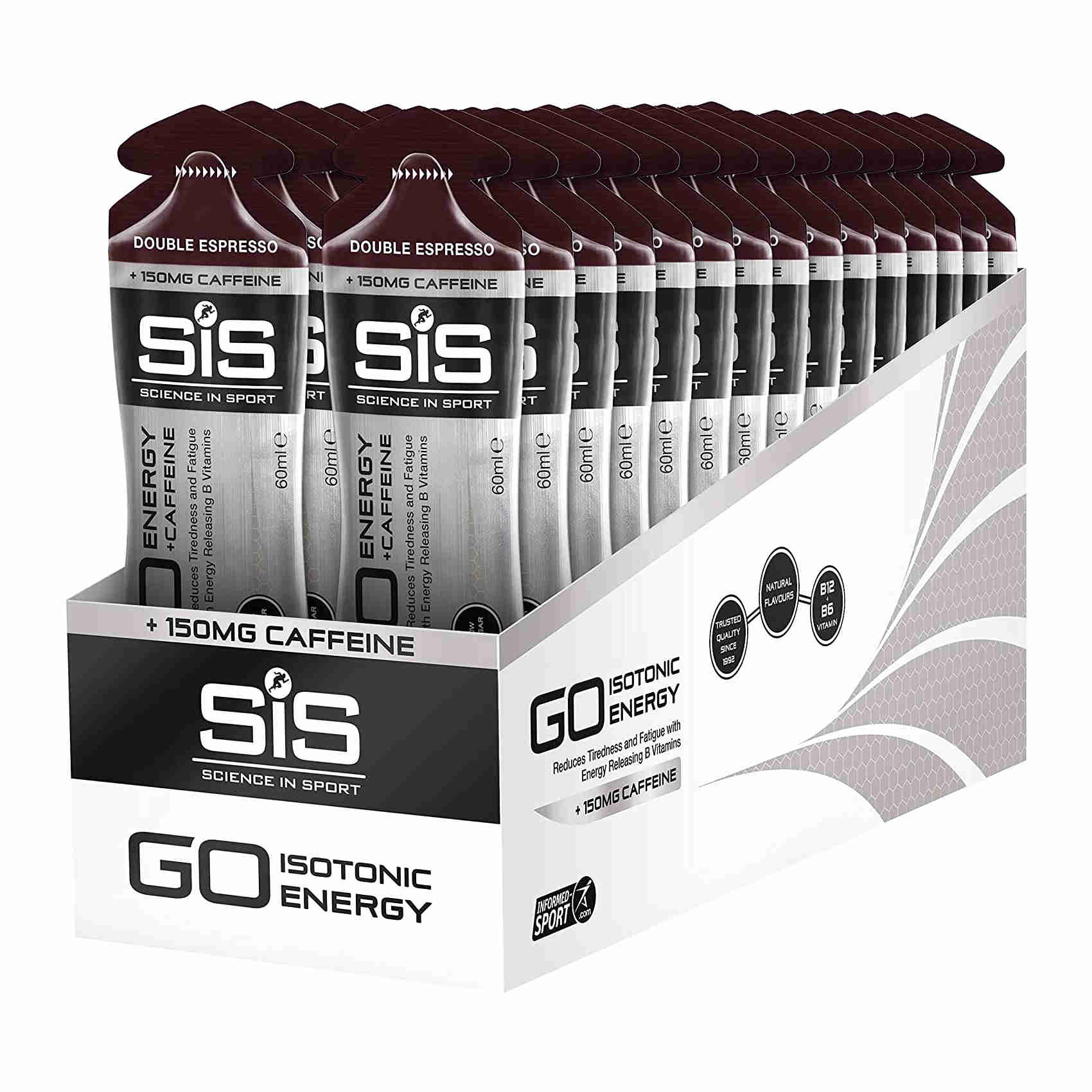 sis science in sport science in sport sis go gel isotonico energetico con caffeina, 30 bustine x 60ml. bianco uomo