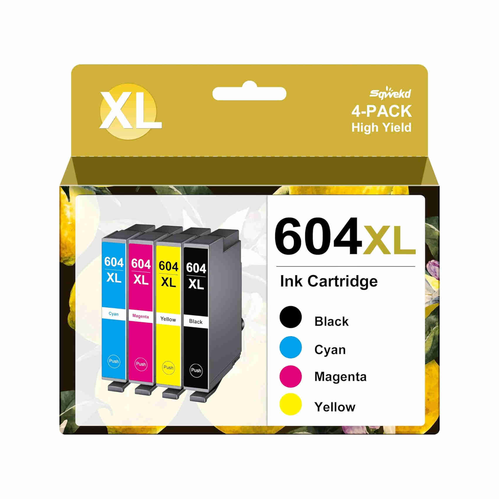 Sqwekd 604XL Cartucce d'inchiostro Compatibili per Epson 604 XL Multipack per Expression Home XP-2200 XP-2205 XP-3200 XP-4200 Workforce WF-2910DWF WF-2930DWF WF-2935DWF WF-2950DWF (4 Pack)-image